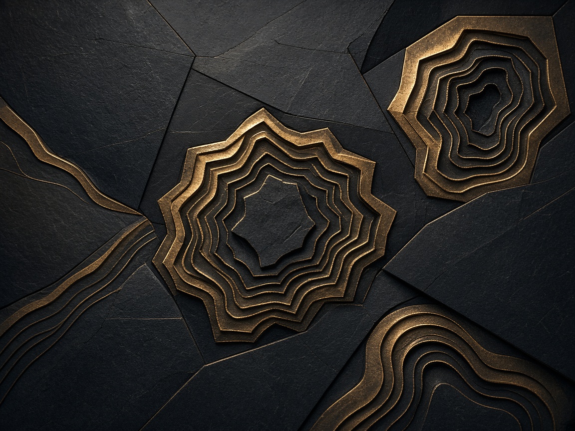 Bronze contour seal on dark slate texture